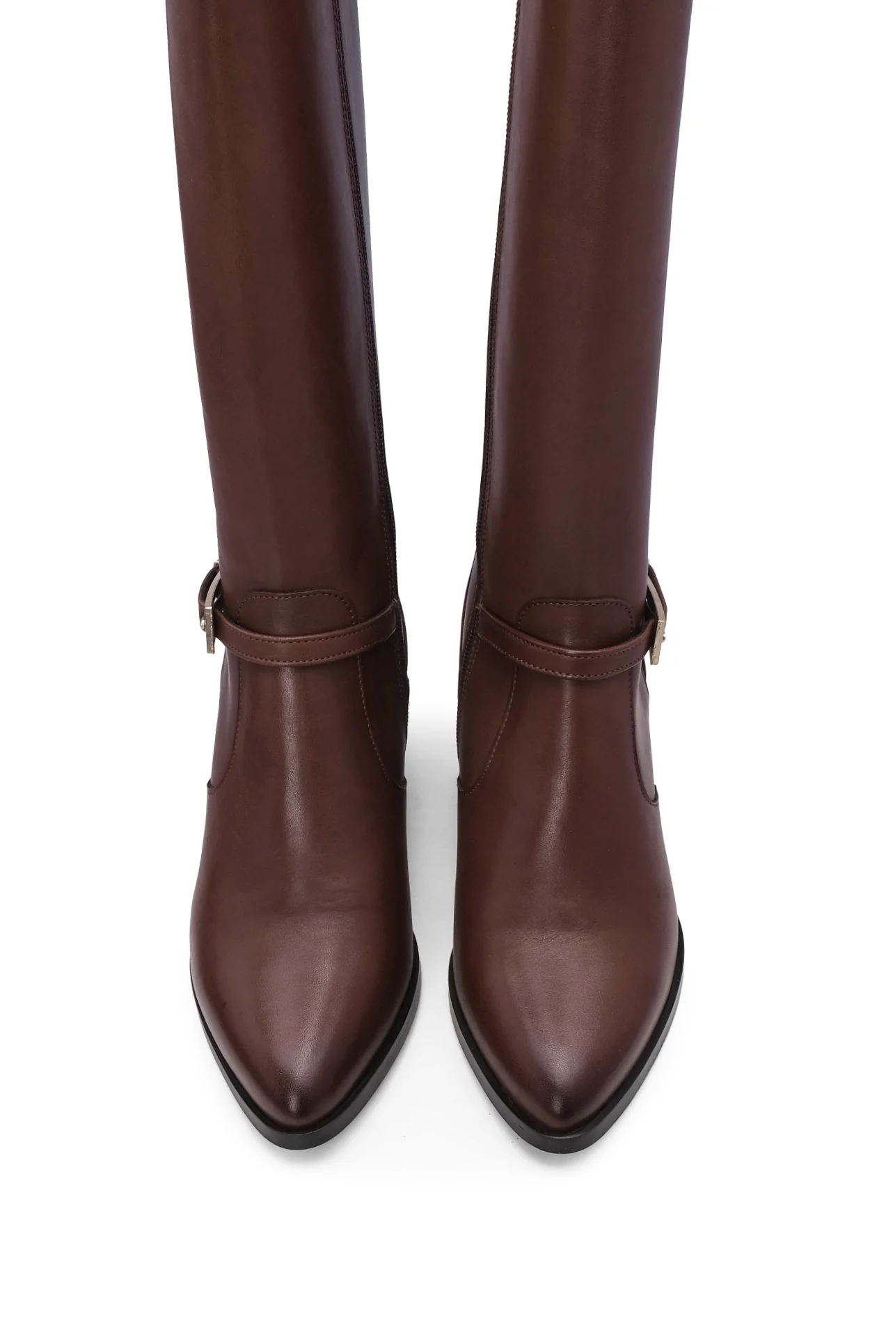 Bota Cano Alto Mulher Pele Castanho - Image 5