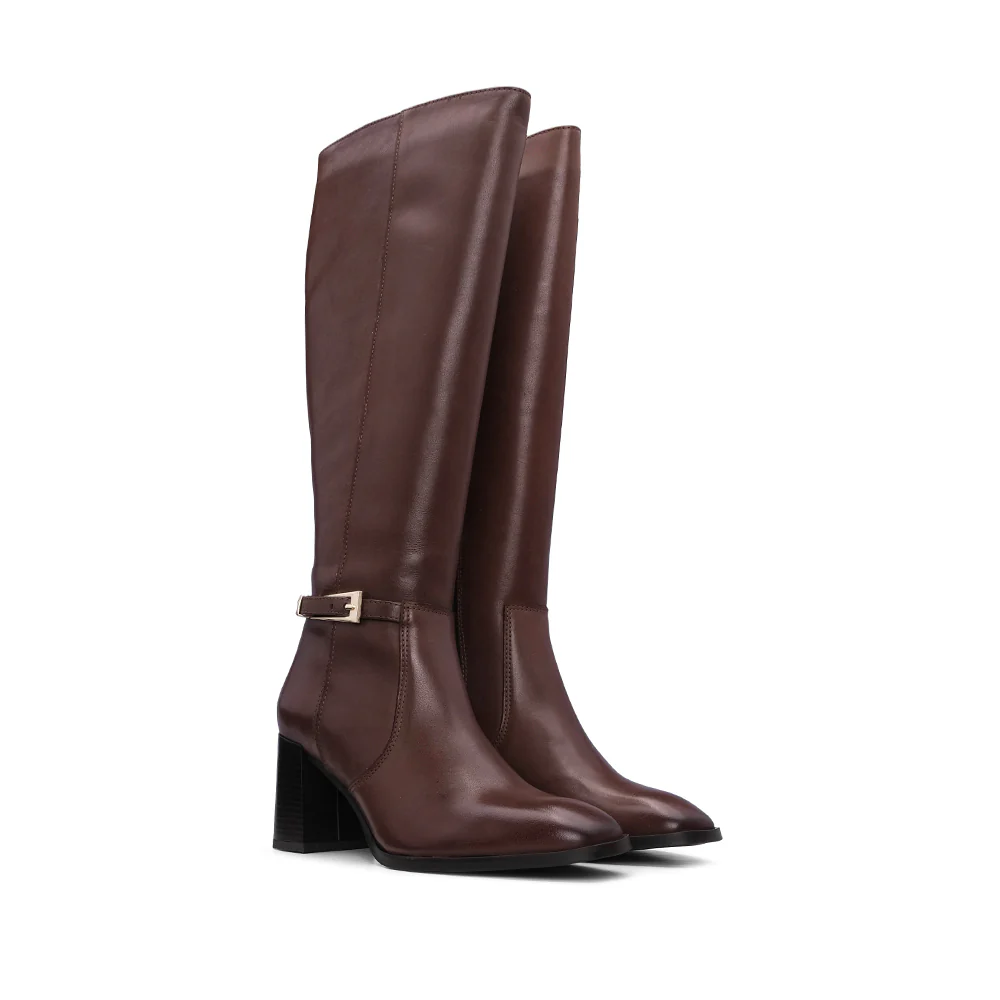 Bota Cano Alto Mulher Pele Castanho - Image 3