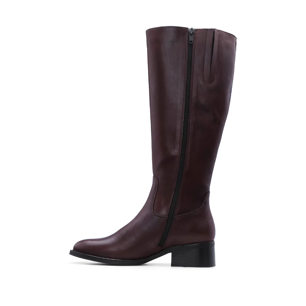 Bota Cano Alto Mulher Pele Castanho - Image 2