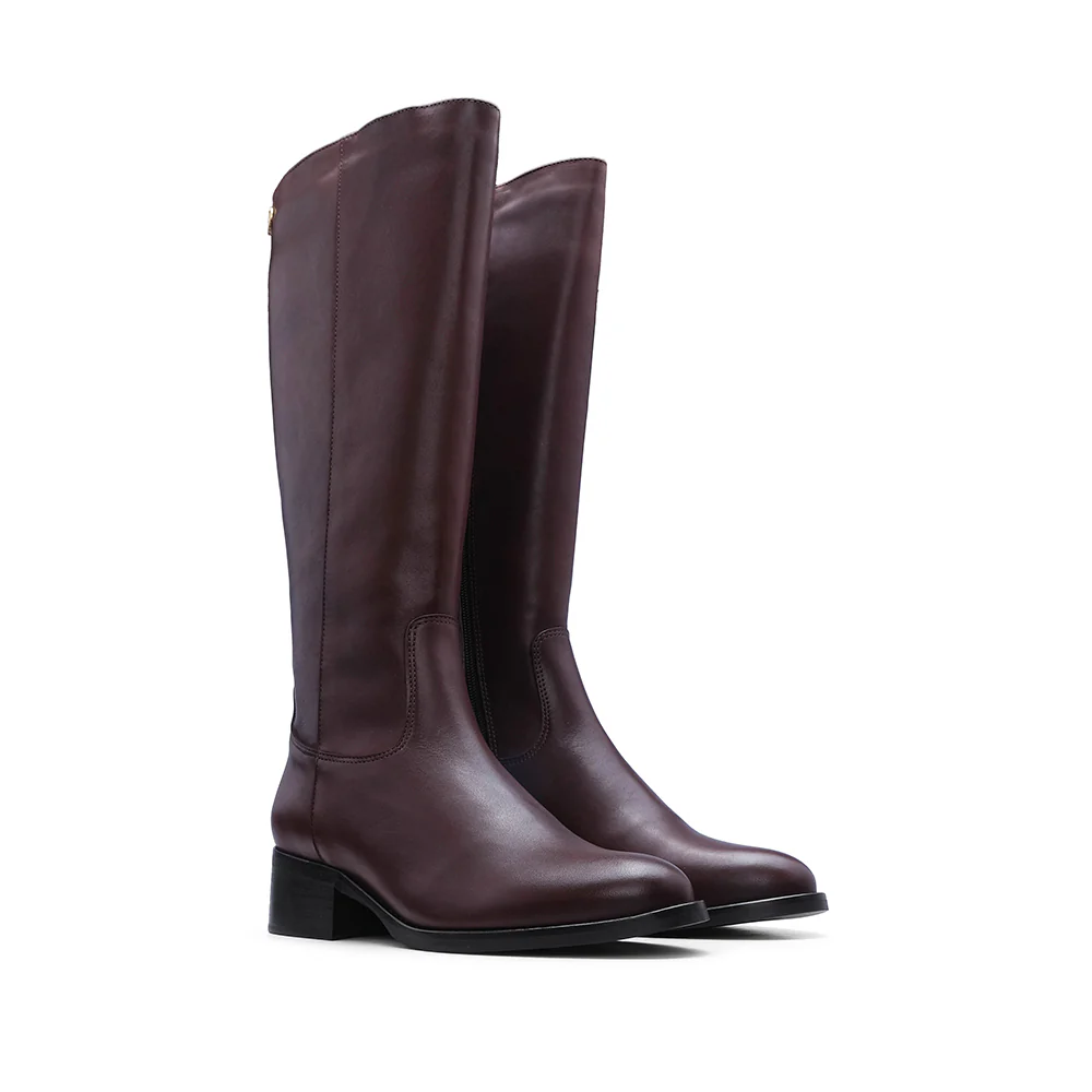 Bota Cano Alto Mulher Pele Castanho - Image 3