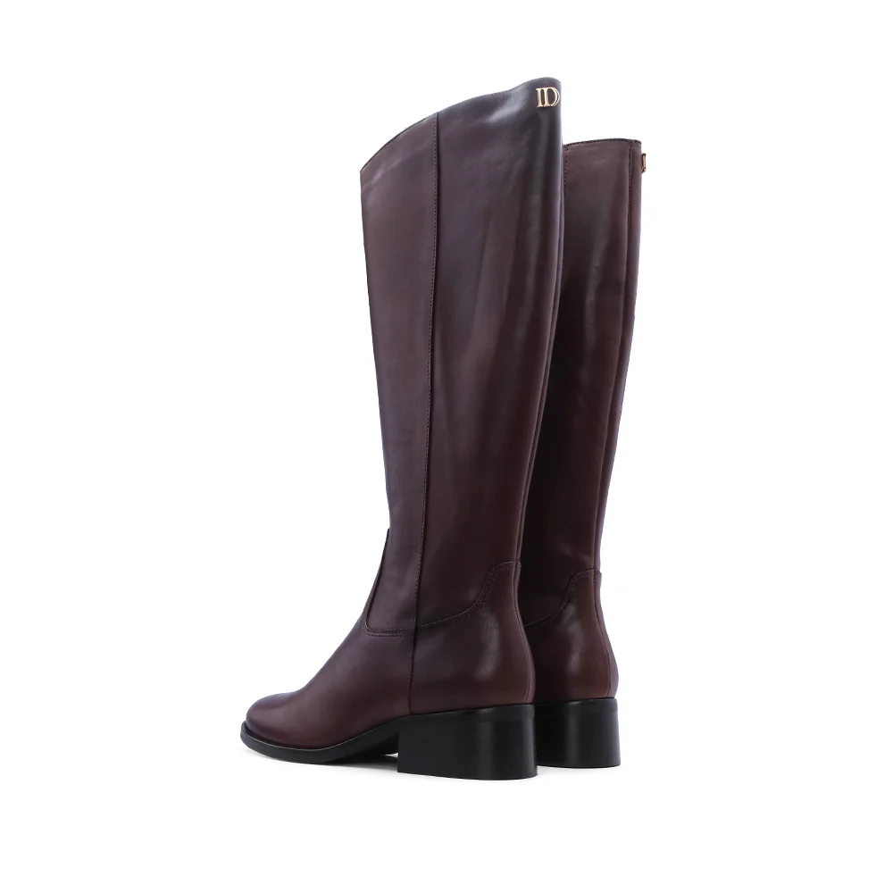 Bota Cano Alto Mulher Pele Castanho - Image 4
