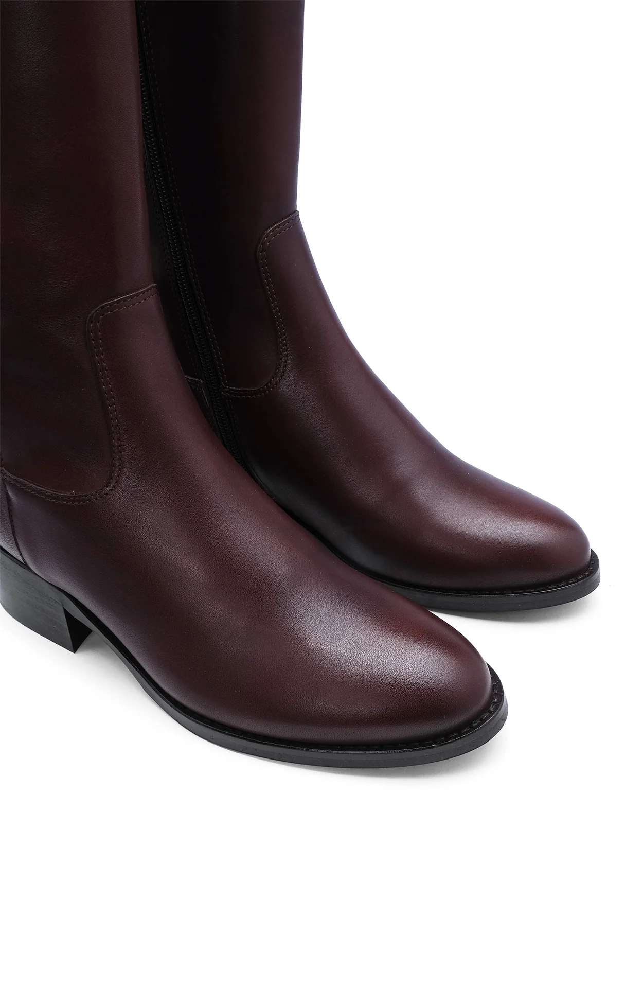 Bota Cano Alto Mulher Pele Castanho - Image 5