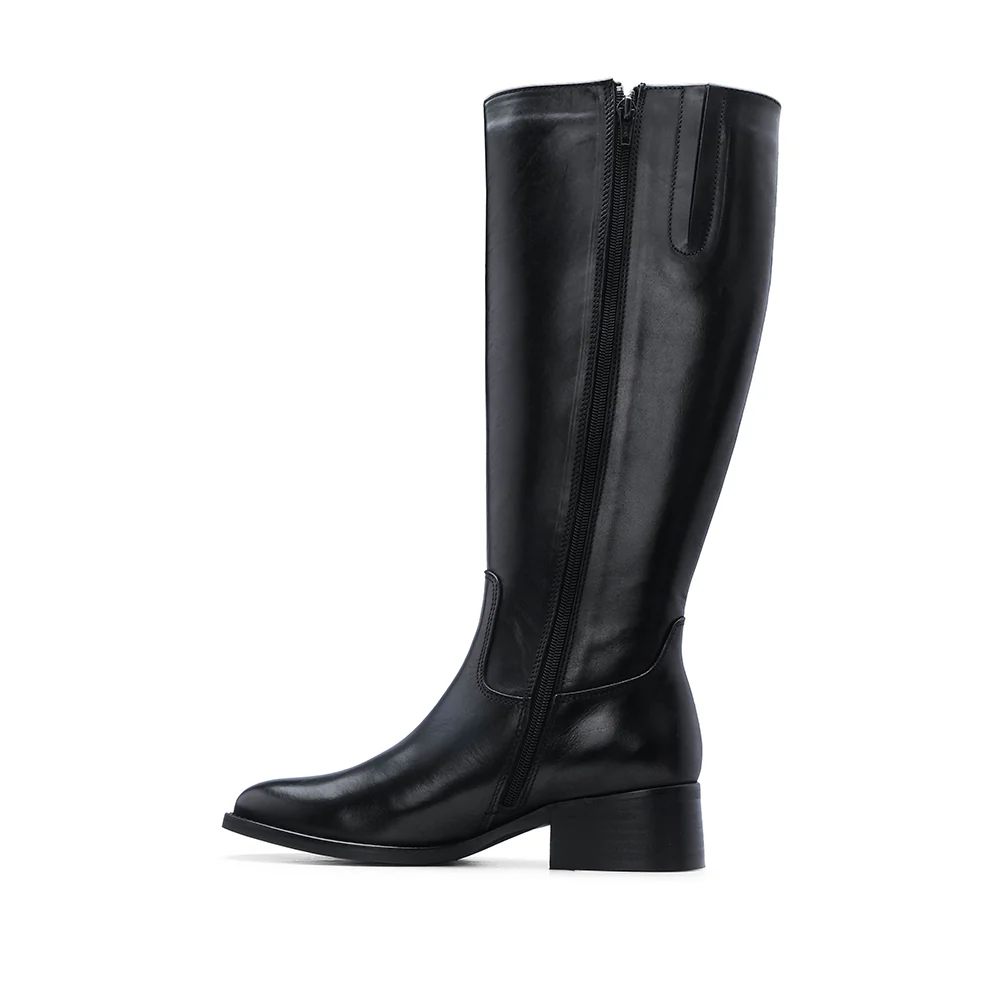 Bota Cano Alto Mulher Pele Preto - Image 2