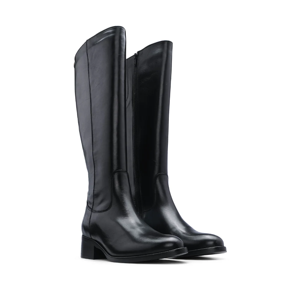Bota Cano Alto Mulher Pele Preto - Image 3