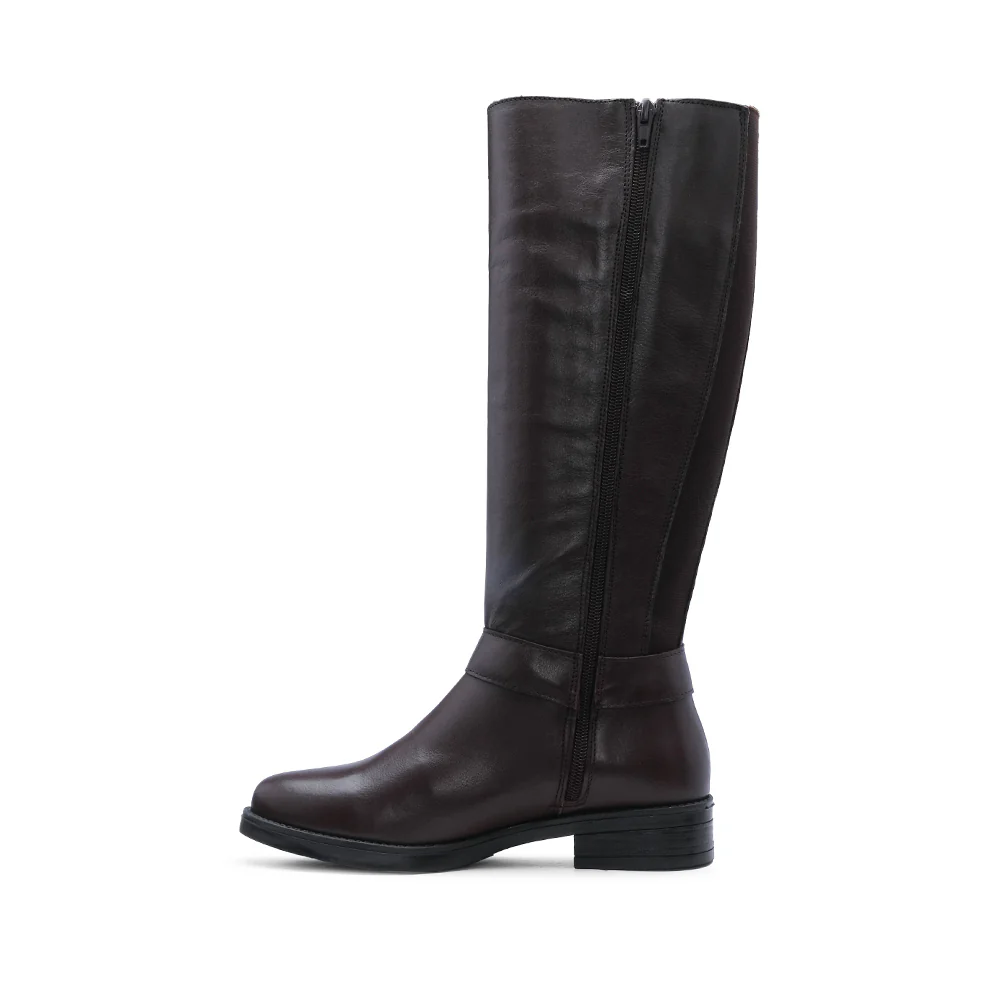 Bota Cano Alto Mulher Pele Castanho - Image 2