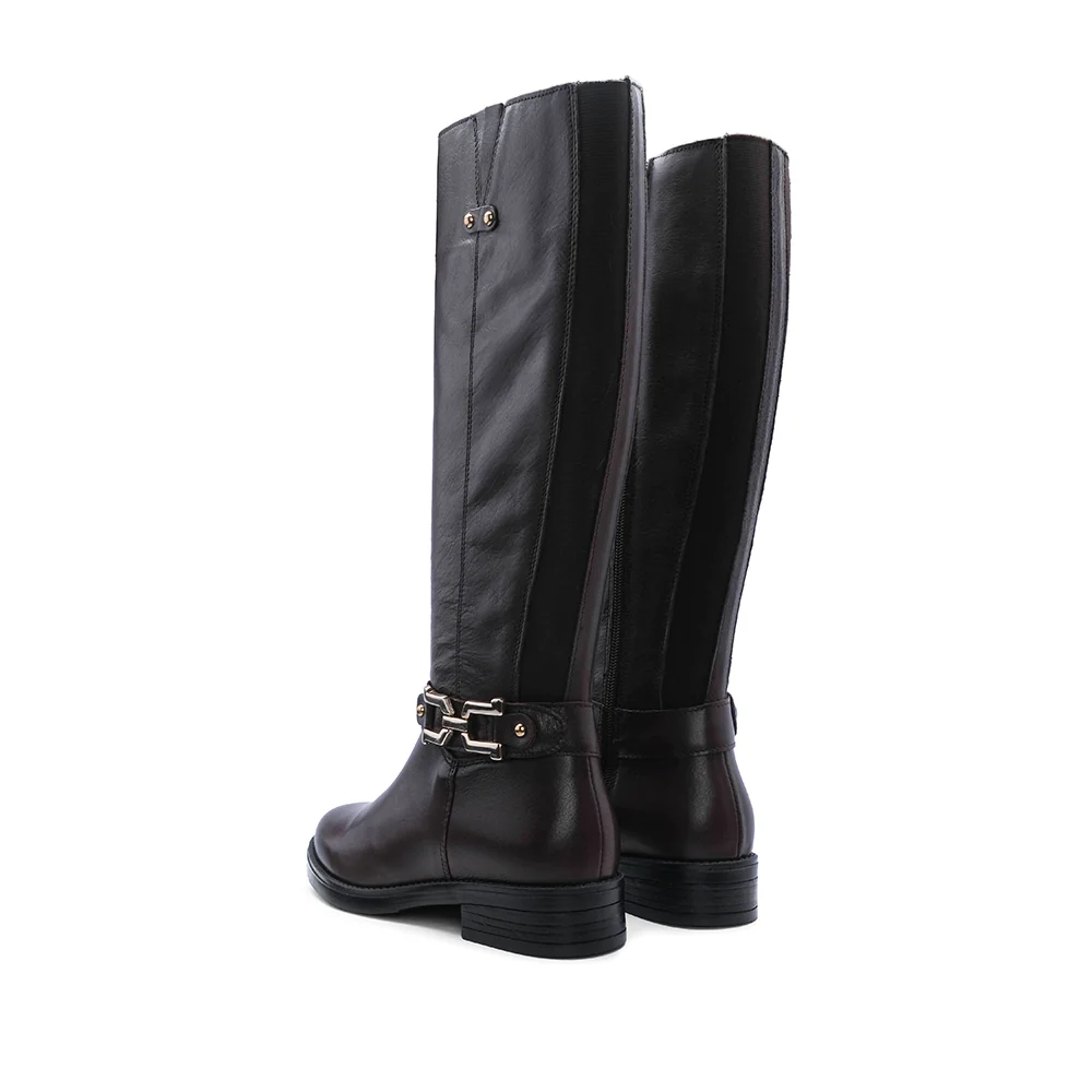 Bota Cano Alto Mulher Pele Castanho - Image 4