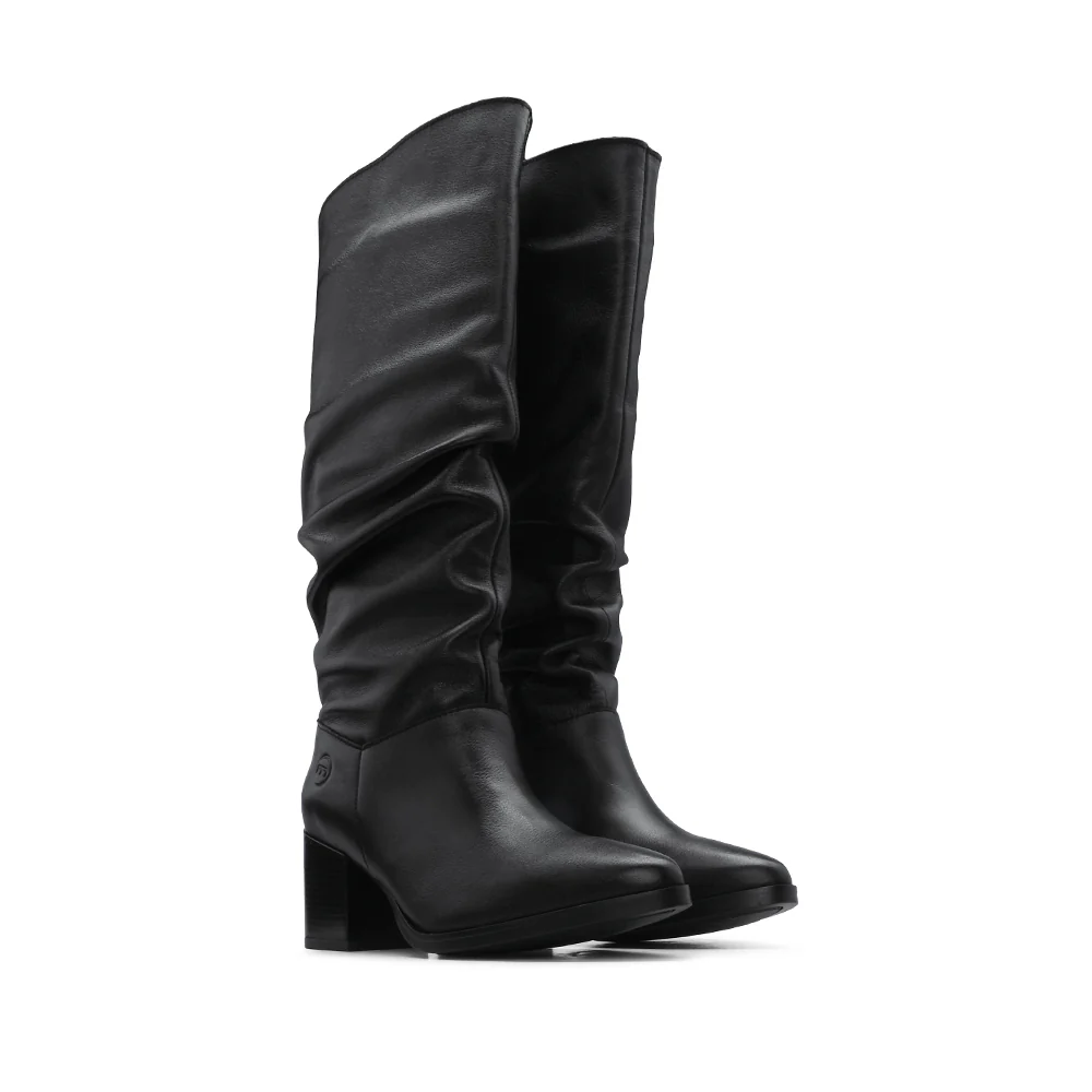 Bota Cano Alto Mulher Pele Preto - Image 2