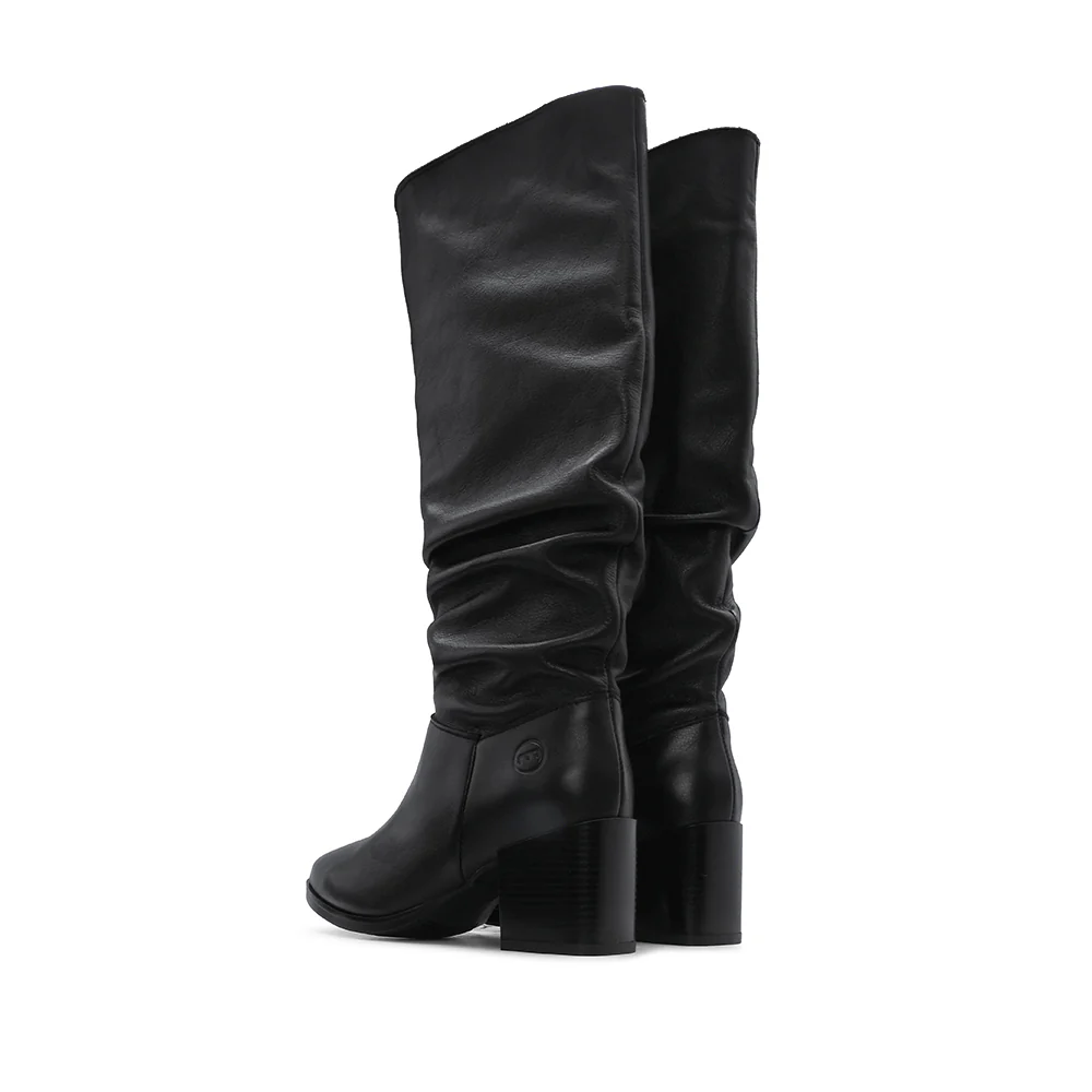 Bota Cano Alto Mulher Pele Preto - Image 3