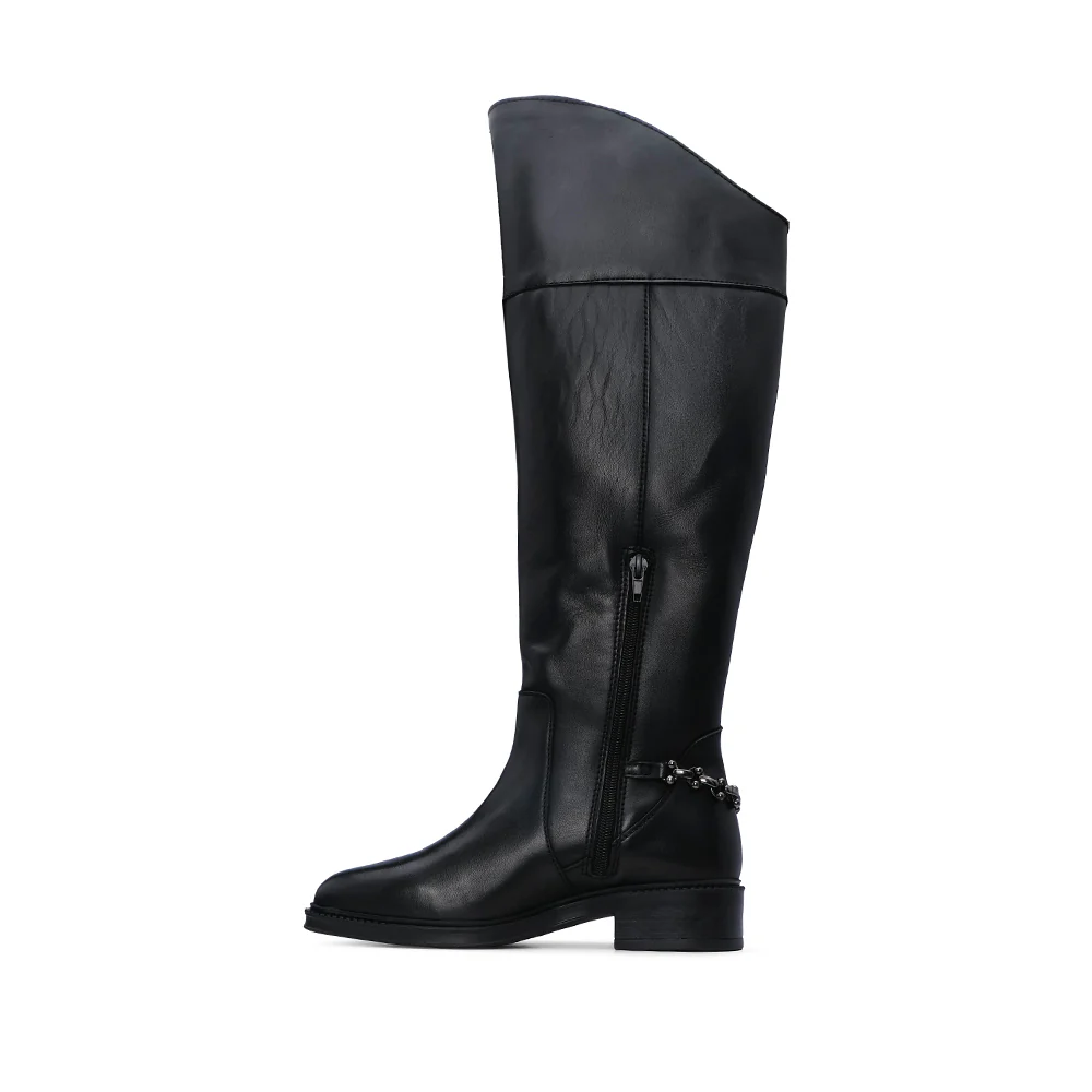 Bota Cano Alto Mulher Pele Preto - Image 3