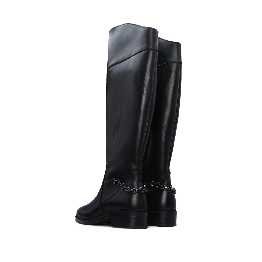 Bota Cano Alto Mulher Pele Preto - Image 4