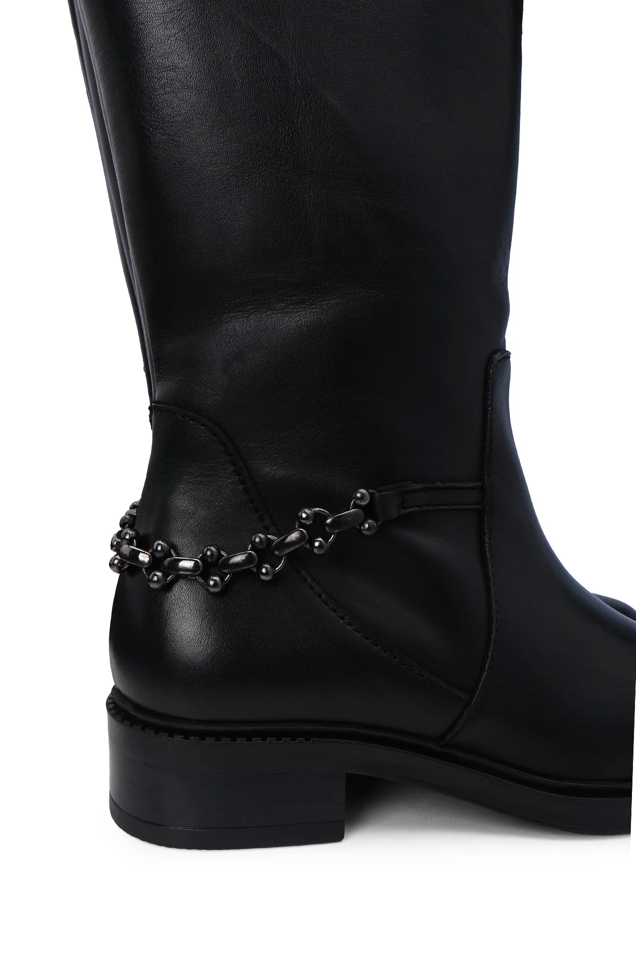 Bota Cano Alto Mulher Pele Preto - Image 5