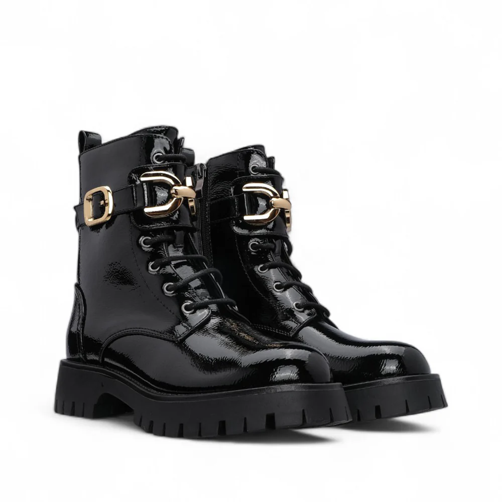 Bota Militar Mulher Verniz Preto - Image 3