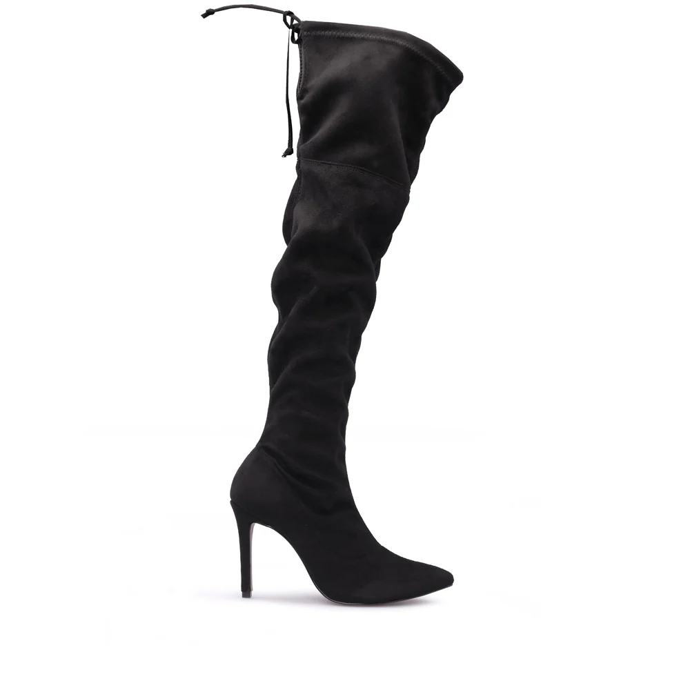 Bota Salto Alto Mulher Camurça Preto