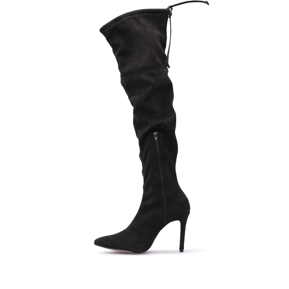 Bota Salto Alto Mulher Camurça Preto - Image 2