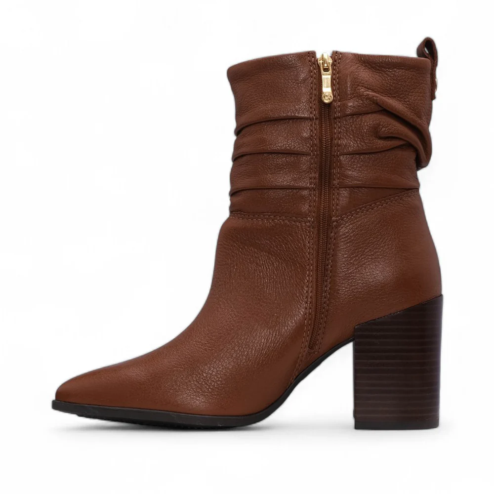 Botim Salto Alto Mulher Pele Cognac - Image 2