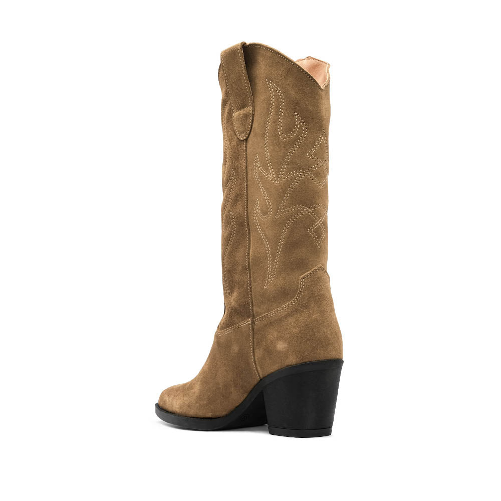 Bota Salto Médio Mulher Camurça Taupe - Image 4