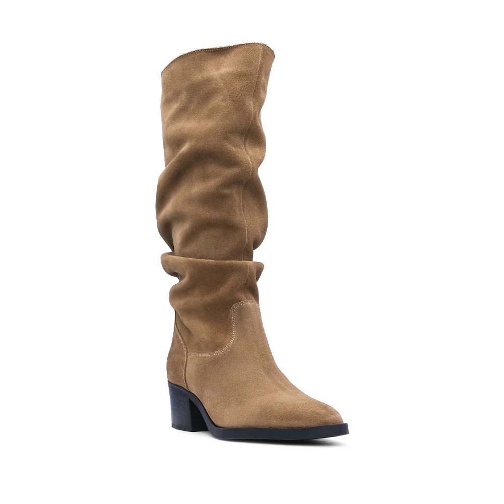 Bota Salto Médio Mulher Camurça Taupe - Image 3