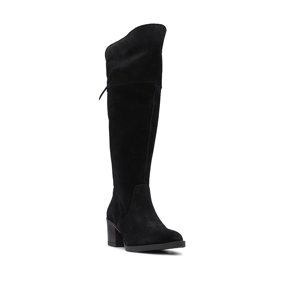 Bota Salto Médio Mulher Camurça Preto - Image 3