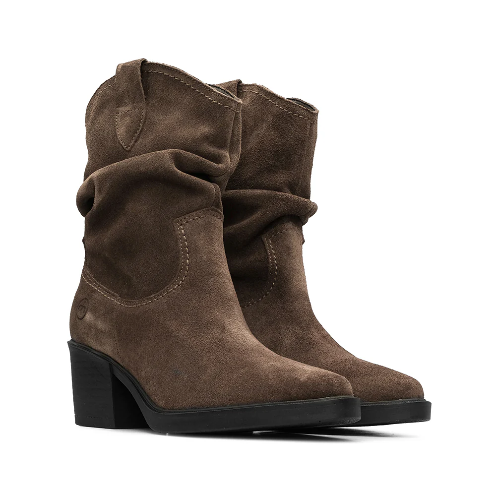 Bota Salto Médio Mulher Camurça Taupe - Image 2