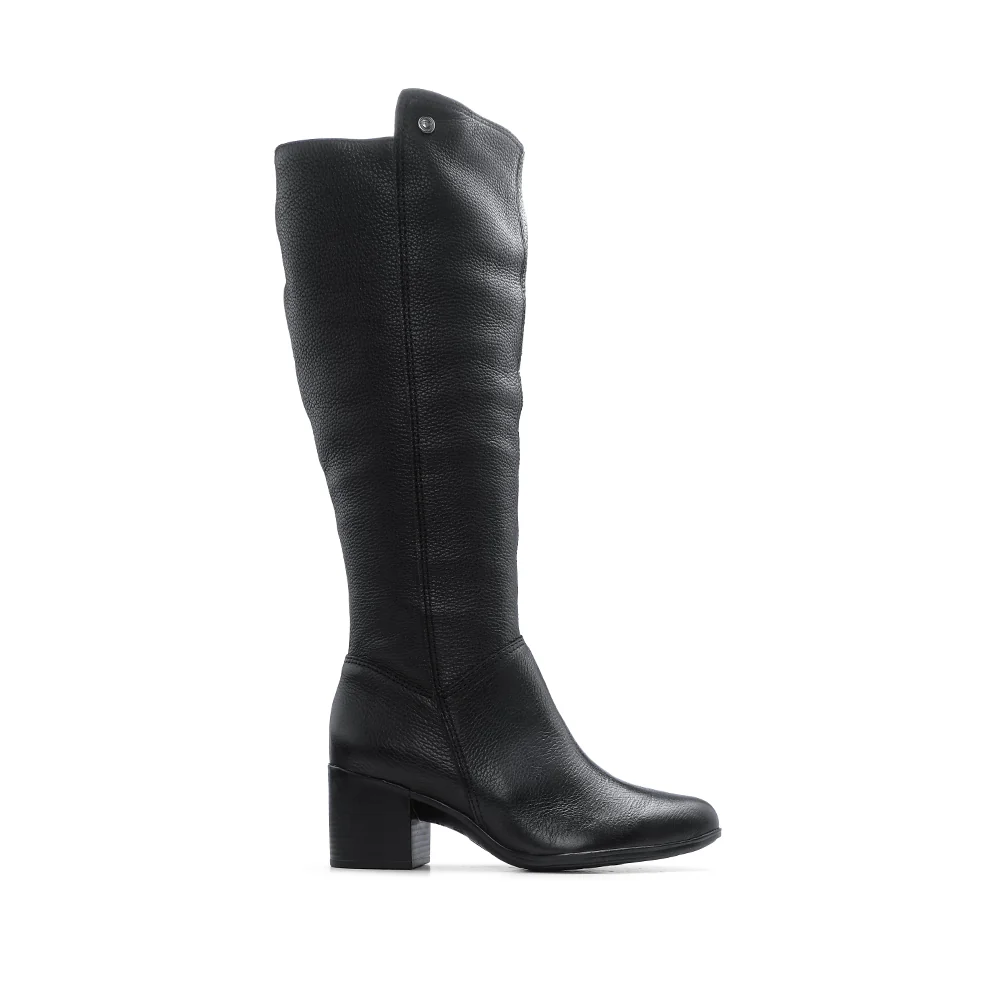Bota Salto Médio Mulher Pele Preto