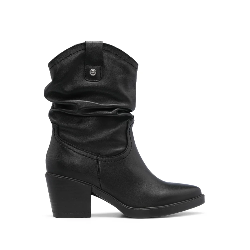 Bota Salto Médio Mulher Pele Preto