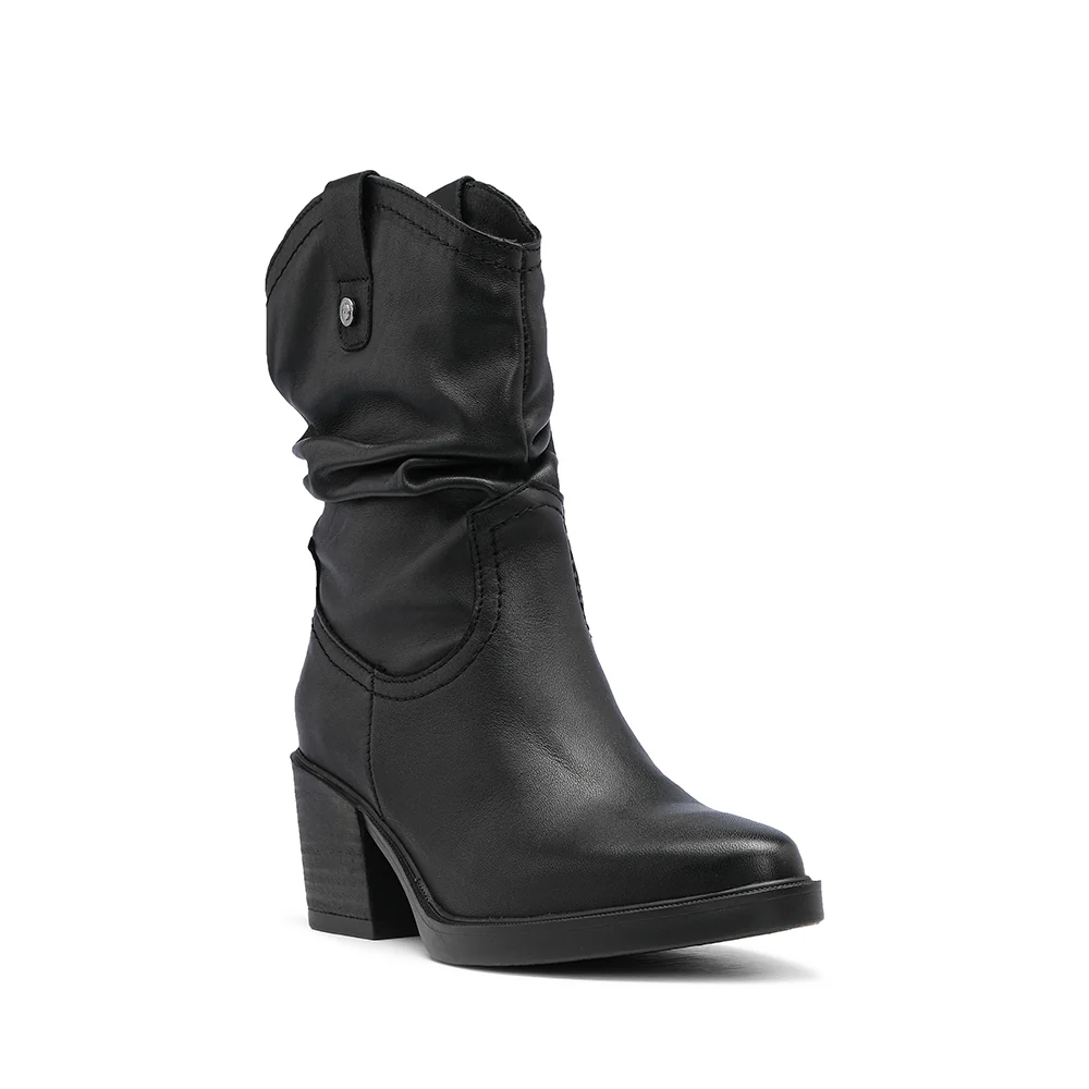 Bota Salto Médio Mulher Pele Preto - Image 3