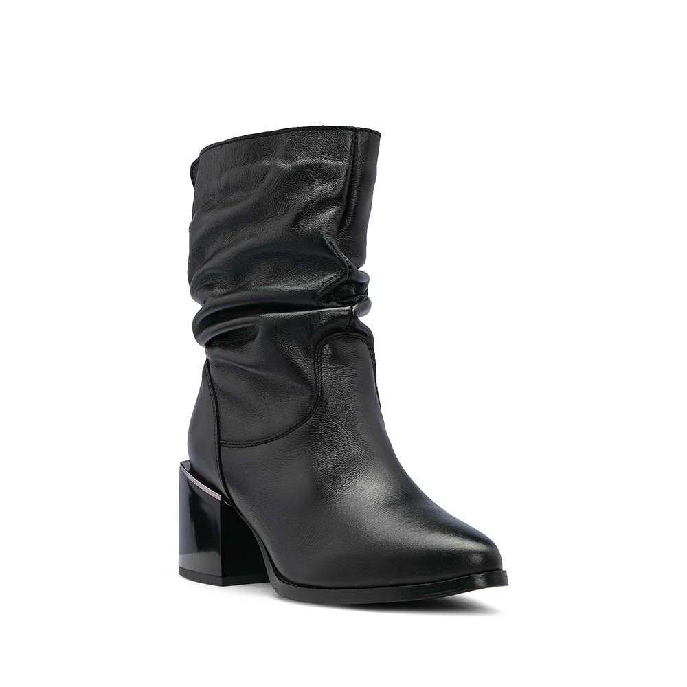 Bota Salto Médio Mulher Pele Preto - Image 3