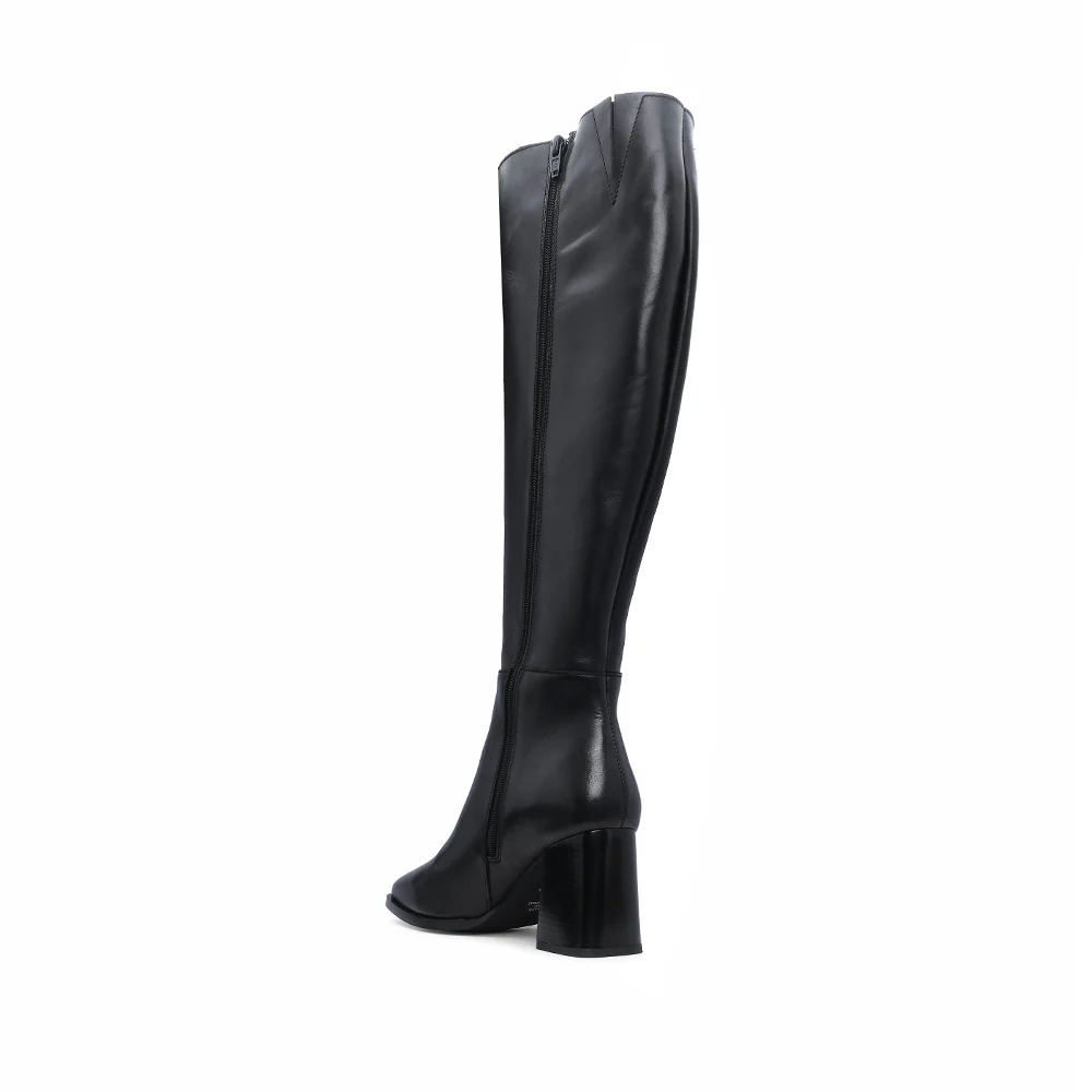 Bota Cano Alto Mulher Pele Preto - Image 4