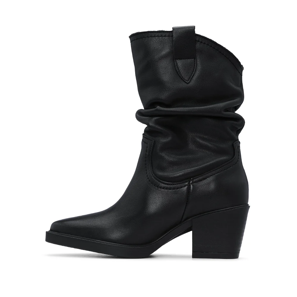 Bota Salto Médio Mulher Pele Preto - Image 2