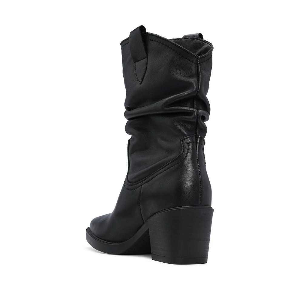 Bota Salto Médio Mulher Pele Preto - Image 4