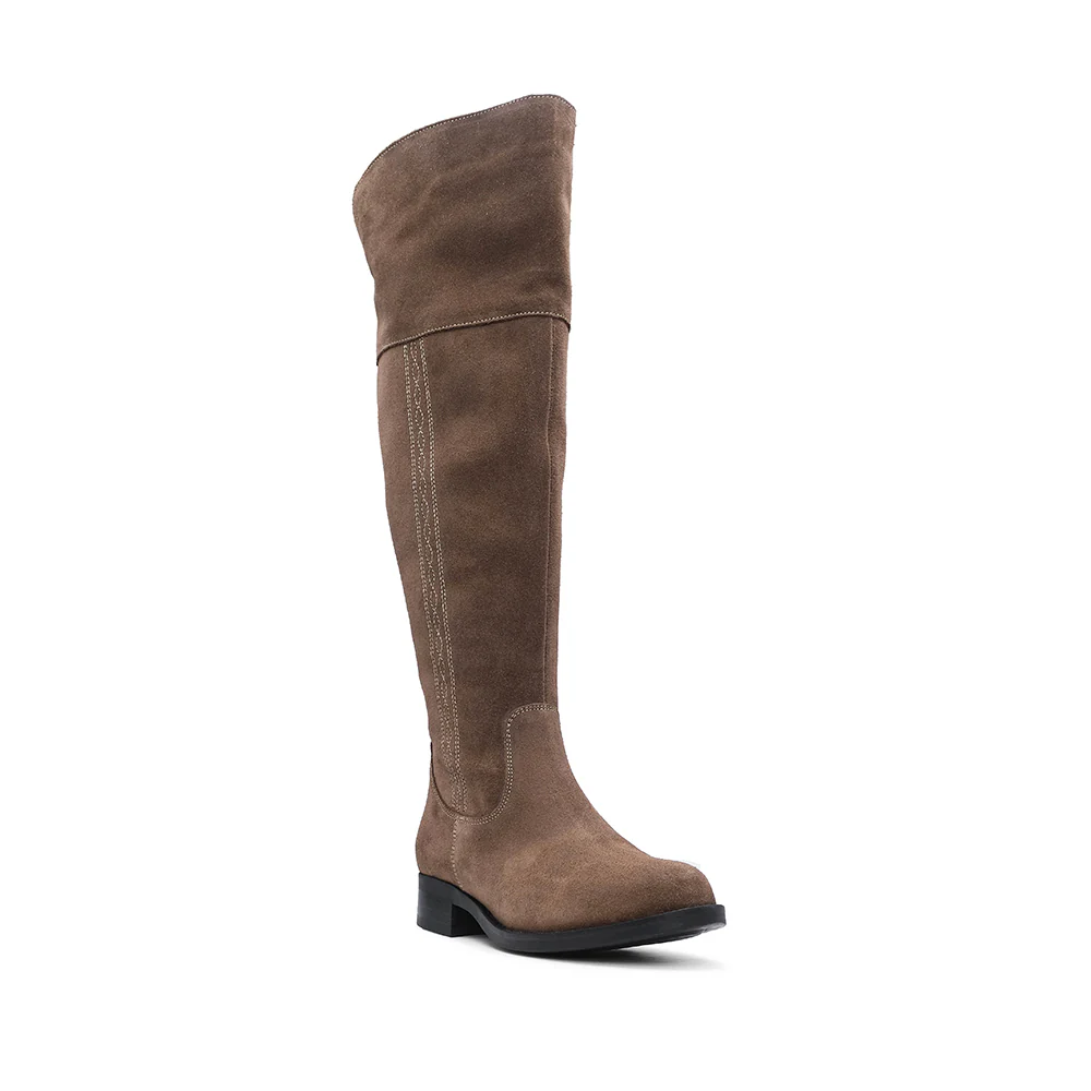 Bota Salto Raso Mulher Camurça Taupe - Image 3