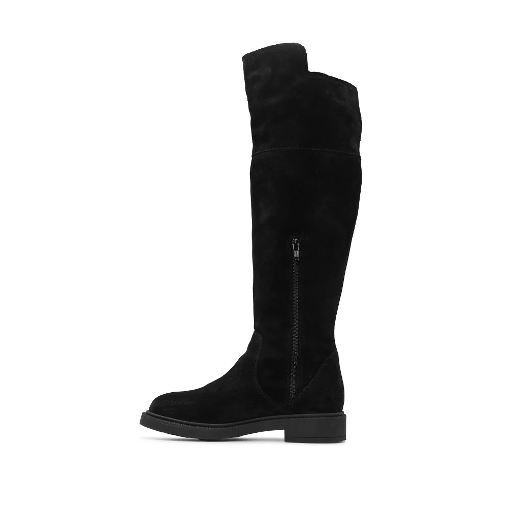 Bota Salto Raso Mulher Camurça Preto - Image 2