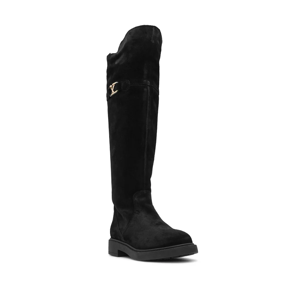 Bota Salto Raso Mulher Camurça Preto - Image 3