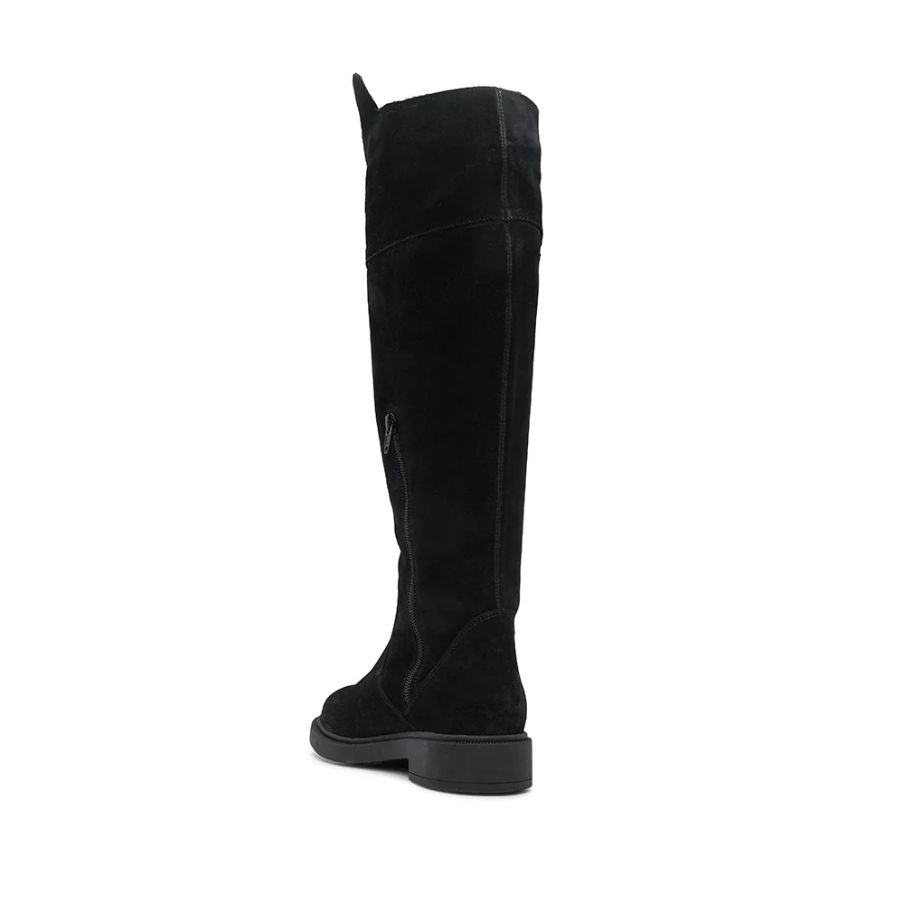 Bota Salto Raso Mulher Camurça Preto - Image 4