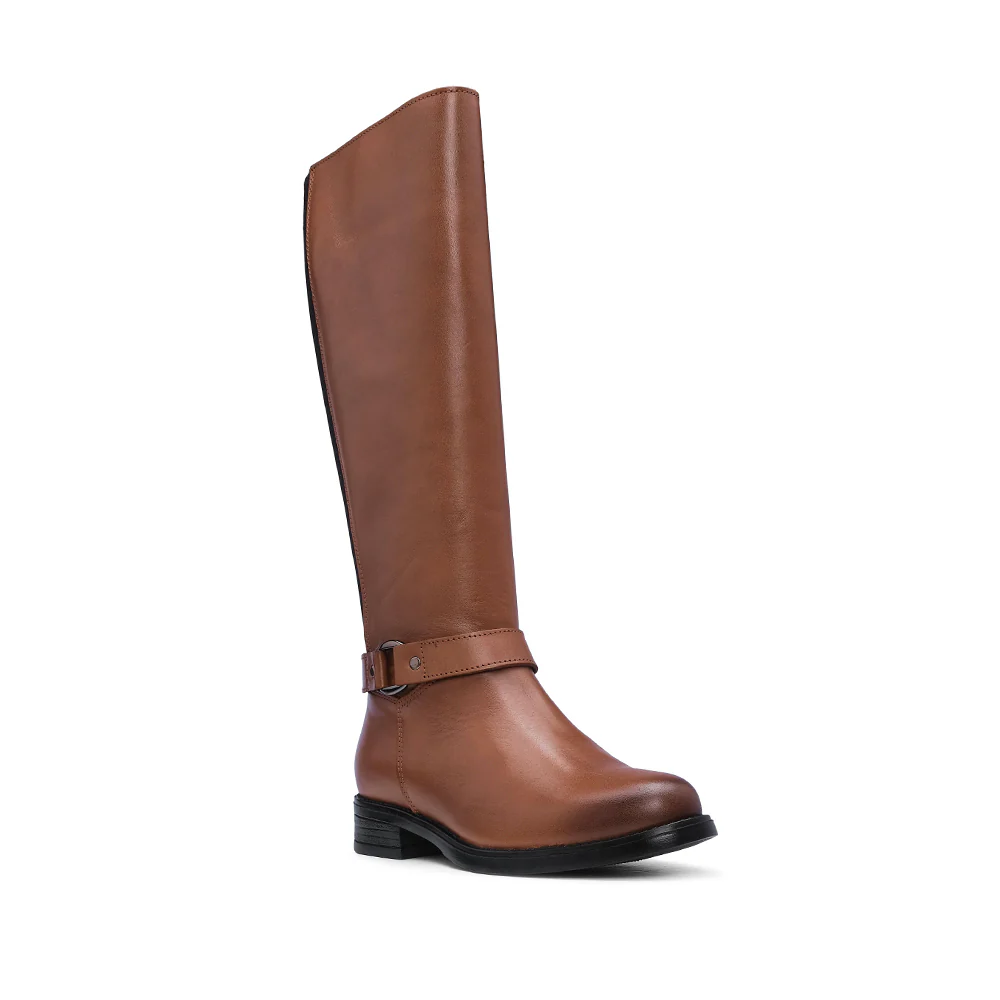 Bota Salto Raso Mulher Pele Cognac - Image 3