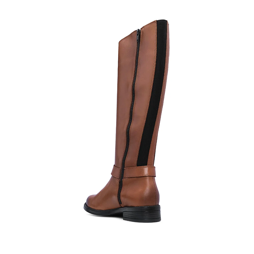 Bota Salto Raso Mulher Pele Cognac - Image 4