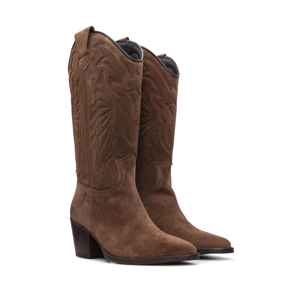 Bota Texana Mulher Camurça Castanho - Image 2