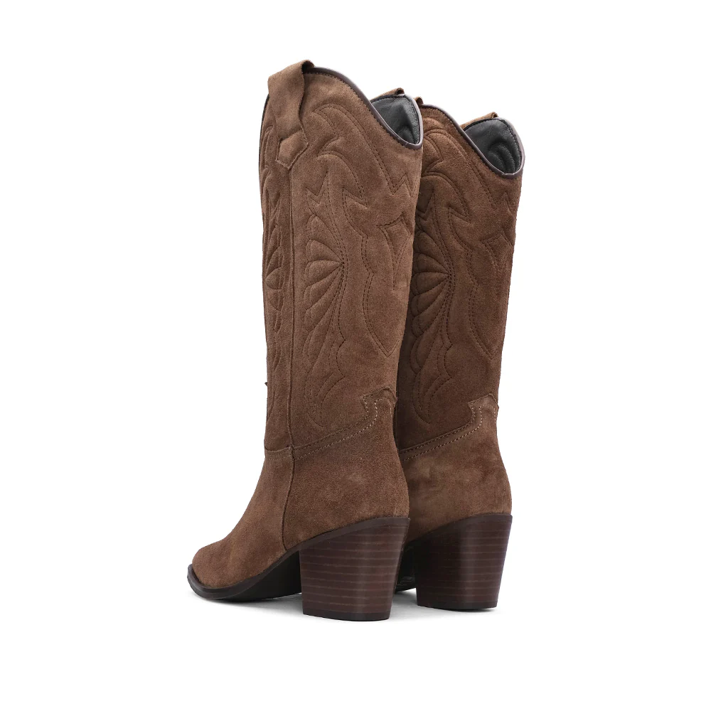 Bota Texana Mulher Camurça Castanho - Image 3