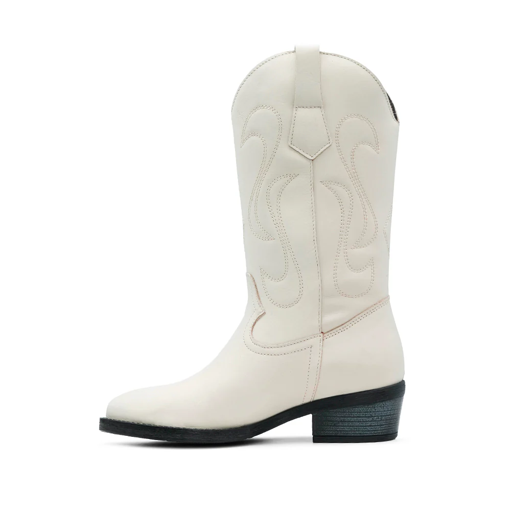 Bota Texana Mulher Pele Bege - Image 2