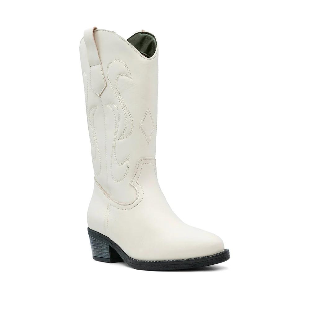 Bota Texana Mulher Pele Bege - Image 3