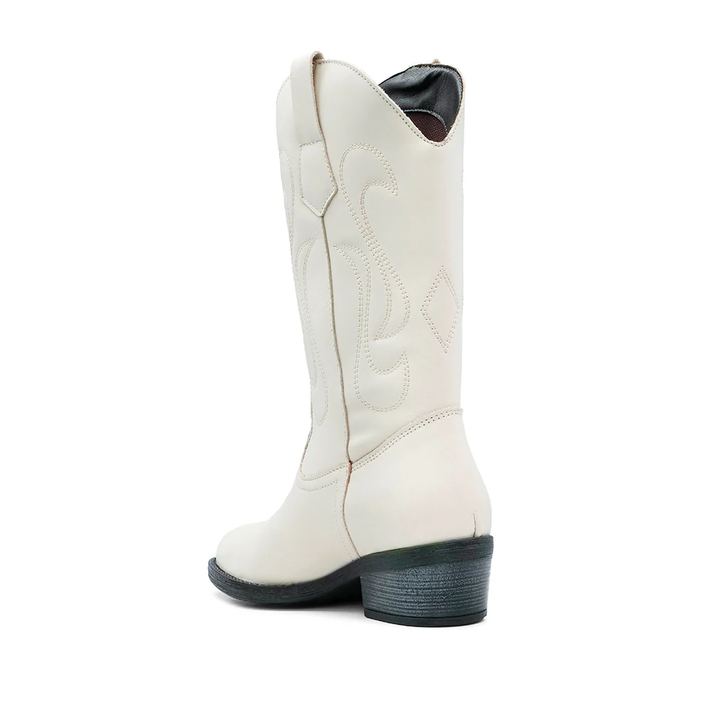 Bota Texana Mulher Pele Bege - Image 4