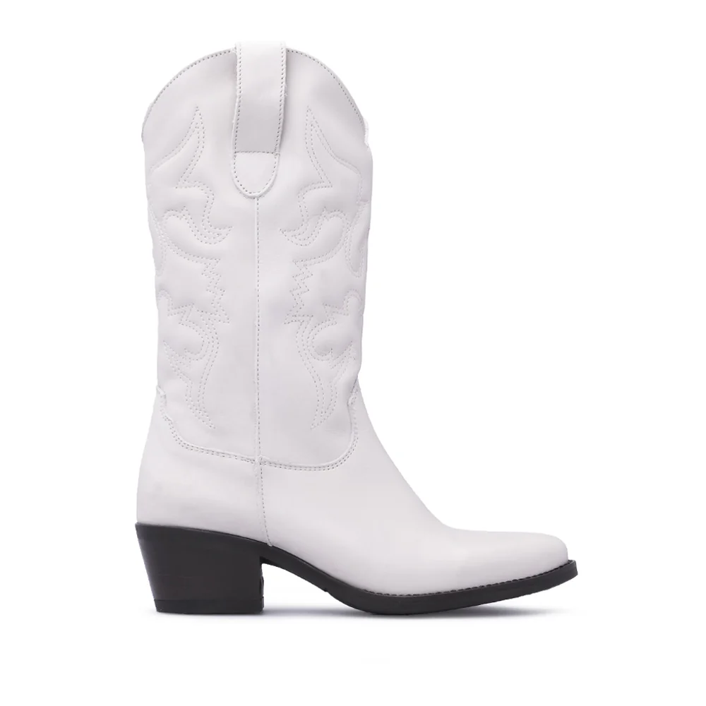 Bota Texana Mulher Pele Branco