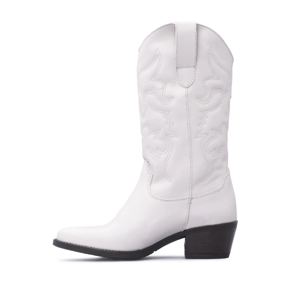 Bota Texana Mulher Pele Branco - Image 2