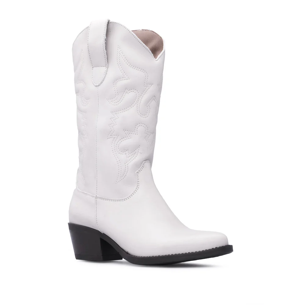 Bota Texana Mulher Pele Branco - Image 3