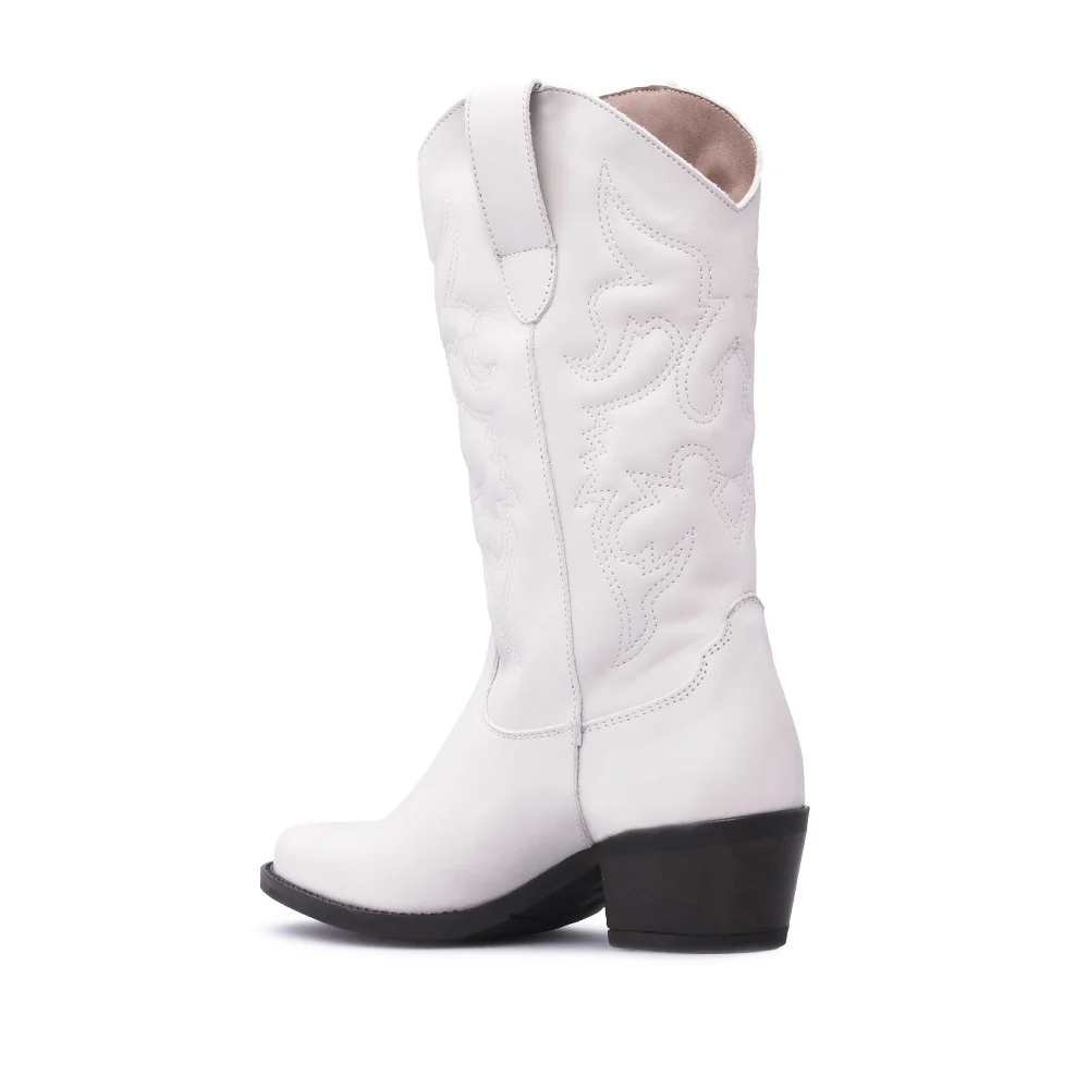 Bota Texana Mulher Pele Branco - Image 4
