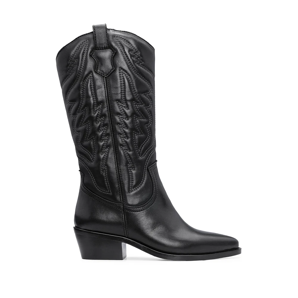 Bota Texana Mulher Pele Preto