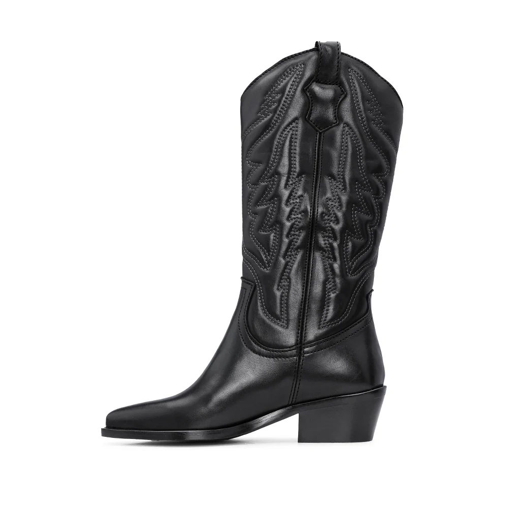 Bota Texana Mulher Pele Preto - Image 2