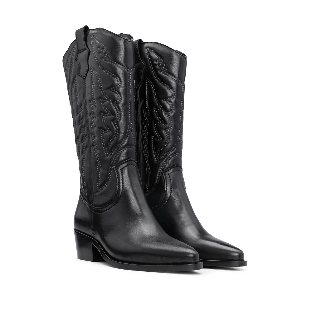 Bota Texana Mulher Pele Preto - Image 3