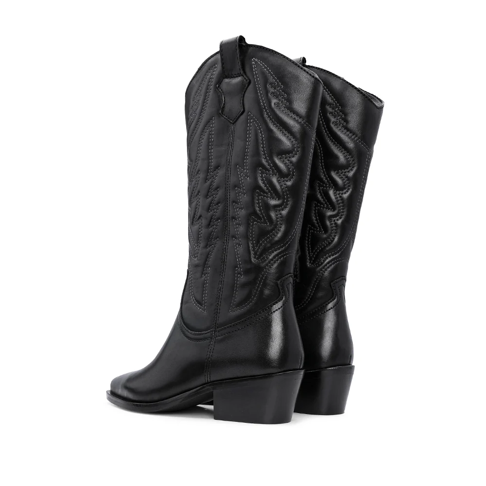 Bota Texana Mulher Pele Preto - Image 4