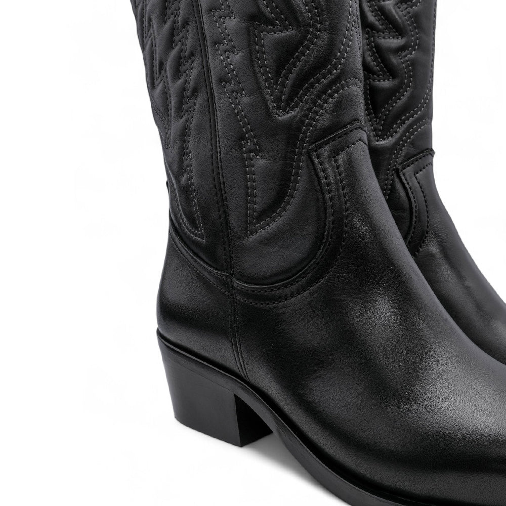 Bota Texana Mulher Pele Preto - Image 5